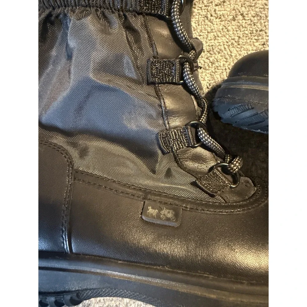 Coach Boots Womens Size 6B Black Sage All Weather Leather Nylon Lace Up A9177